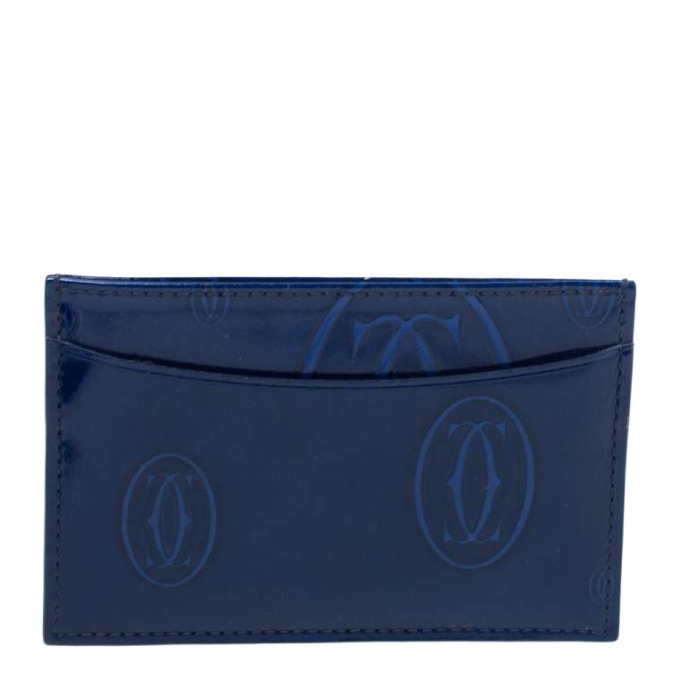 Pre Owned Cartier Blue Patent Leather Happy Birthday Card Holder