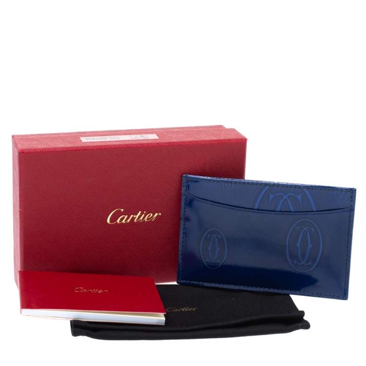 Pre Owned Cartier Blue Patent Leather Happy Birthday Card Holder