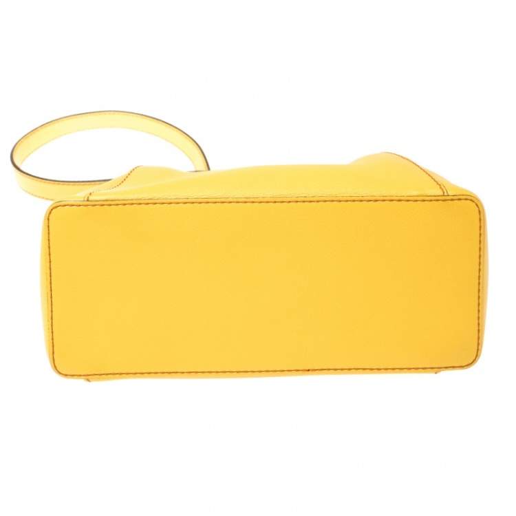 Pre Owned Cartier Yellow Leather Mini C De Cartier Tote