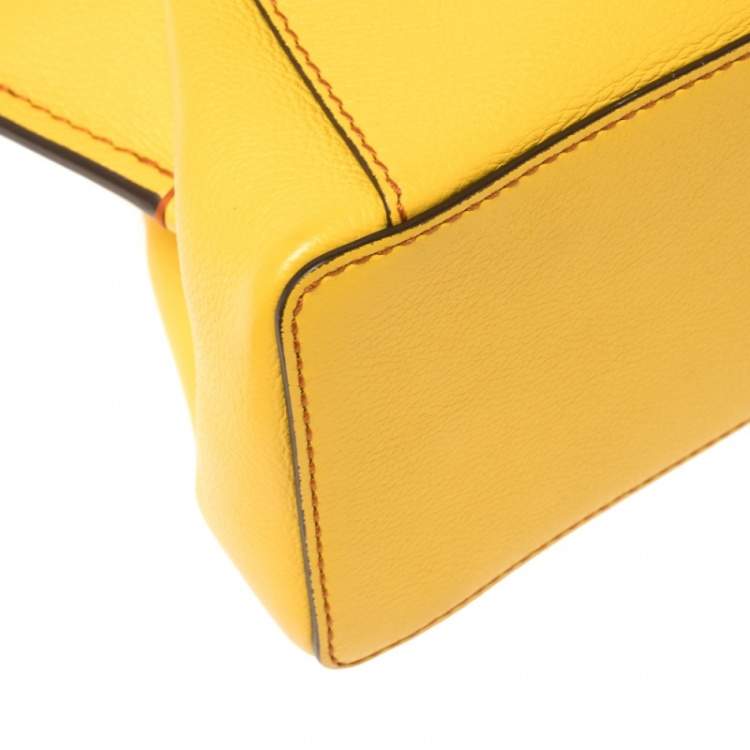 Pre Owned Cartier Yellow Leather Mini C De Cartier Tote
