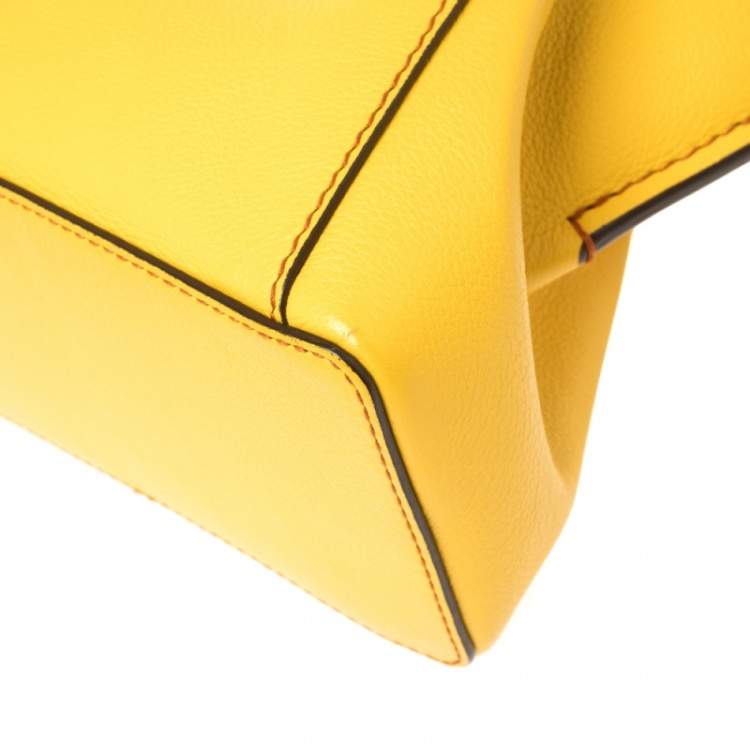 Pre Owned Cartier Yellow Leather Mini C De Cartier Tote