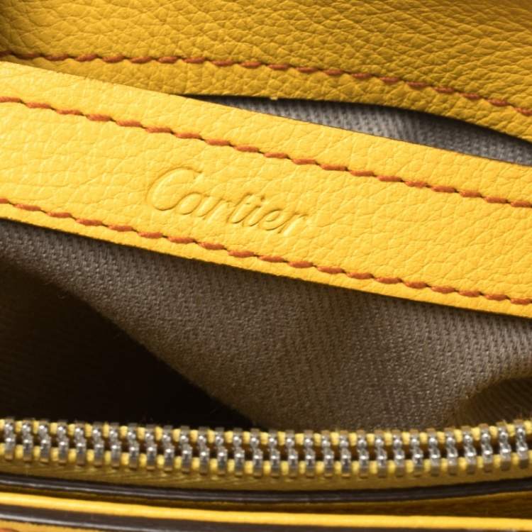 Pre Owned Cartier Yellow Leather Mini C De Cartier Tote