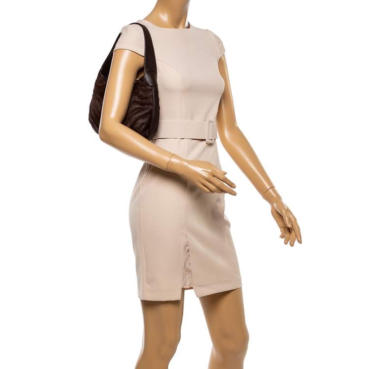 Pre Owned Cartier Brown Calfhair and Leather Small Panthere de Cartier Bag