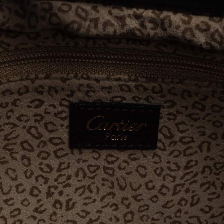 Pre Owned Cartier Brown Calfhair and Leather Small Panthere de Cartier Bag