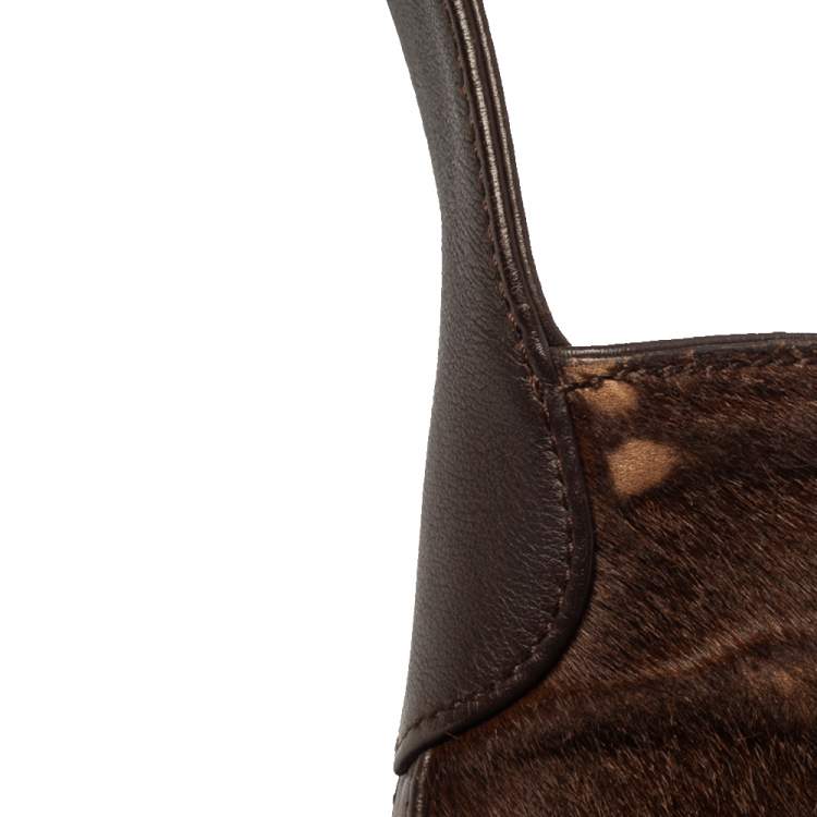 Pre Owned Cartier Brown Calfhair and Leather Small Panthere de Cartier Bag