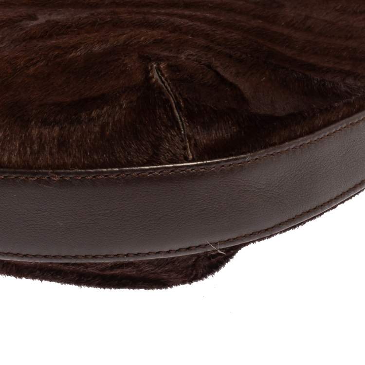 Pre Owned Cartier Brown Calfhair and Leather Small Panthere de Cartier Bag