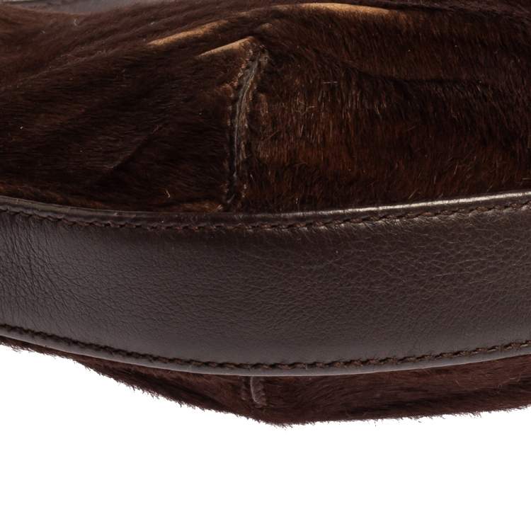 Pre Owned Cartier Brown Calfhair and Leather Small Panthere de Cartier Bag