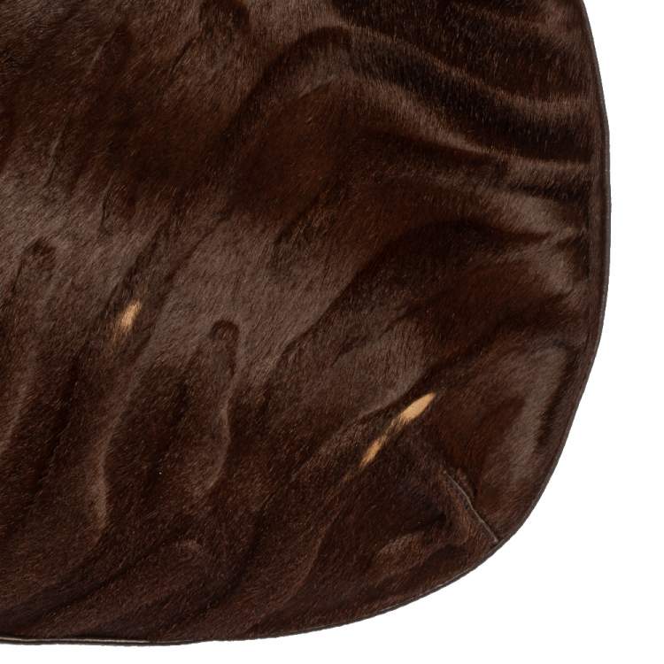 Pre Owned Cartier Brown Calfhair and Leather Small Panthere de Cartier Bag