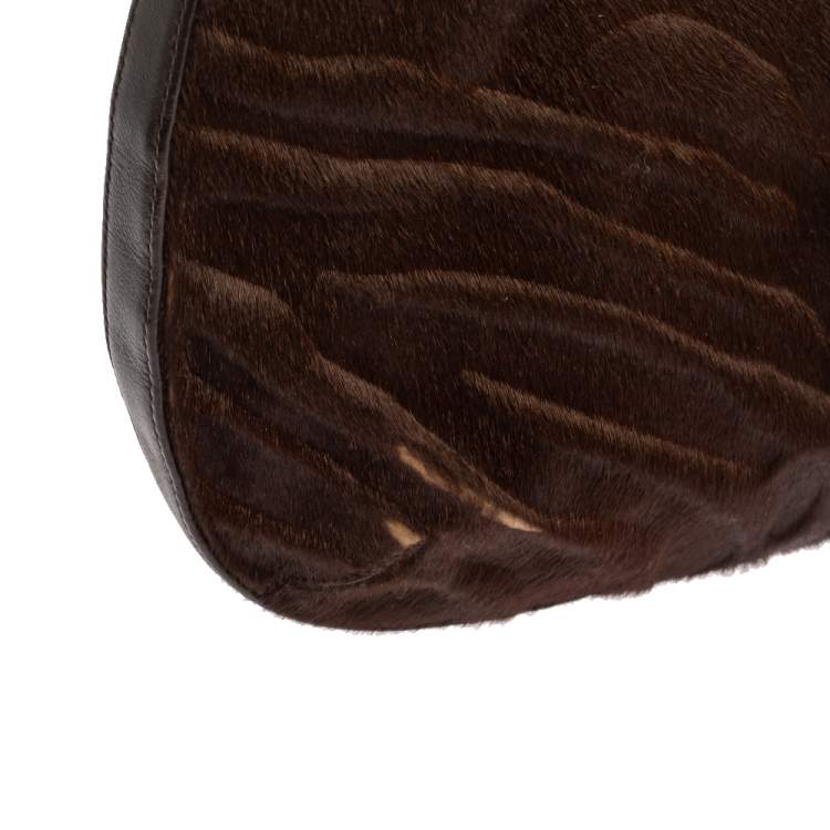 Pre Owned Cartier Brown Calfhair and Leather Small Panthere de Cartier Bag
