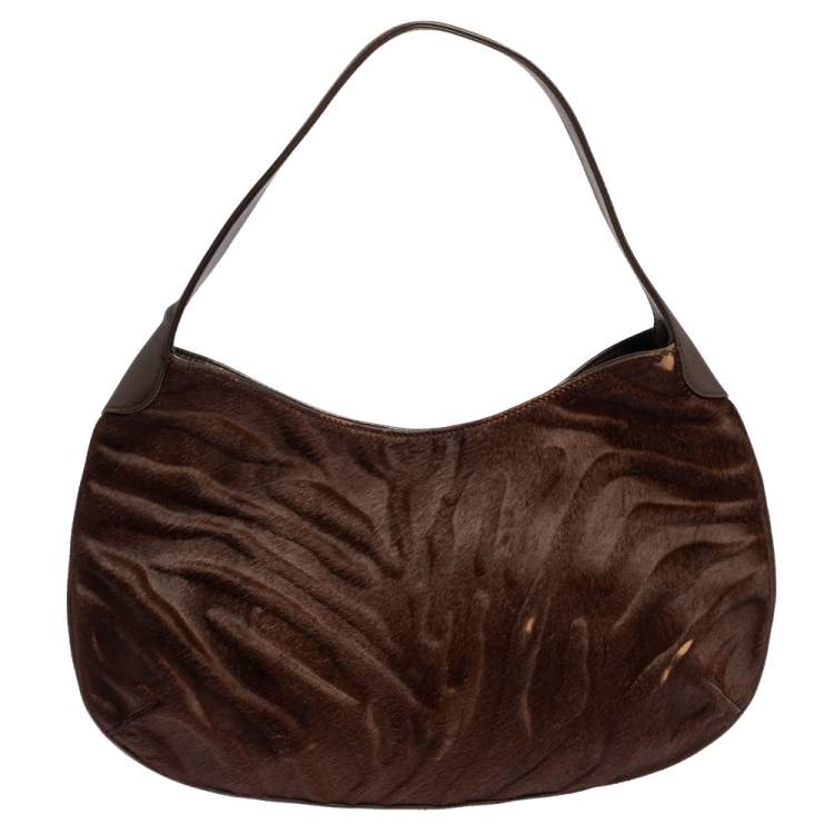 Pre Owned Cartier Brown Calfhair and Leather Small Panthere de Cartier Bag