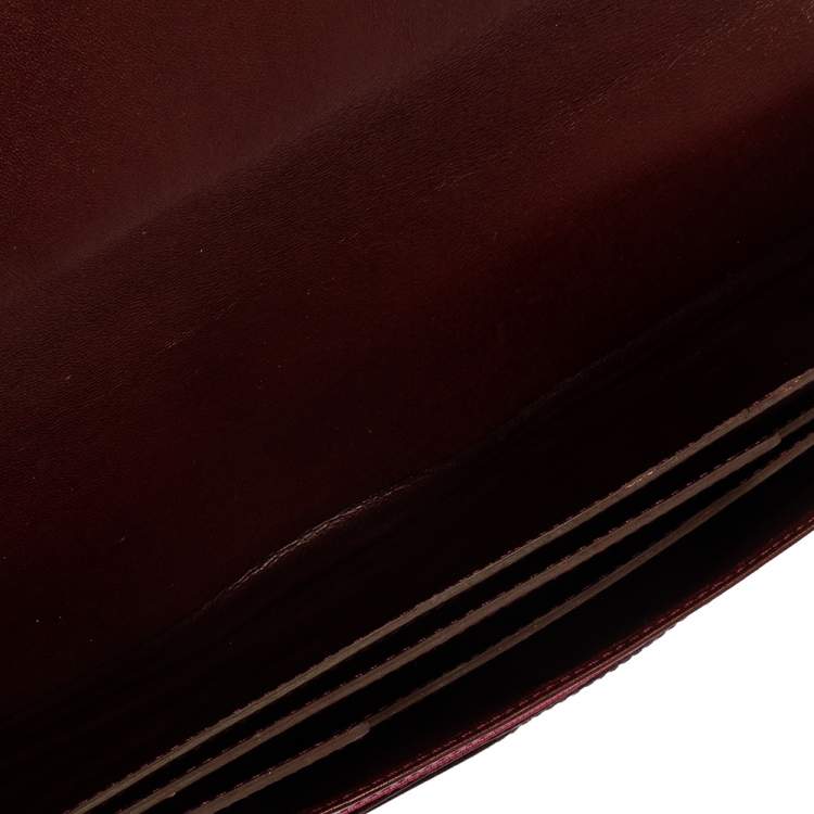 مملوكة مسبقًا Cartier Burgundy Leather Envelope Flap Clutch