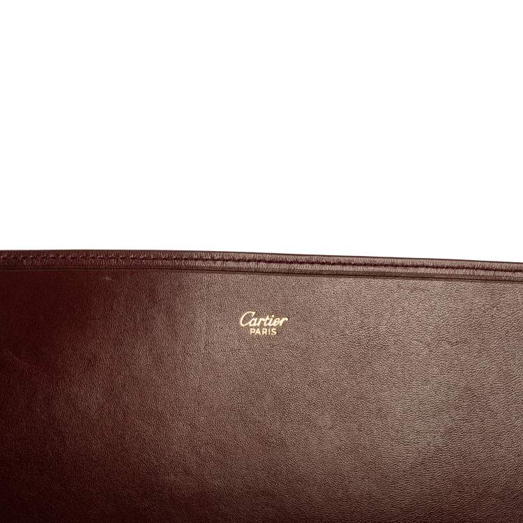 مملوكة مسبقًا Cartier Burgundy Leather Envelope Flap Clutch