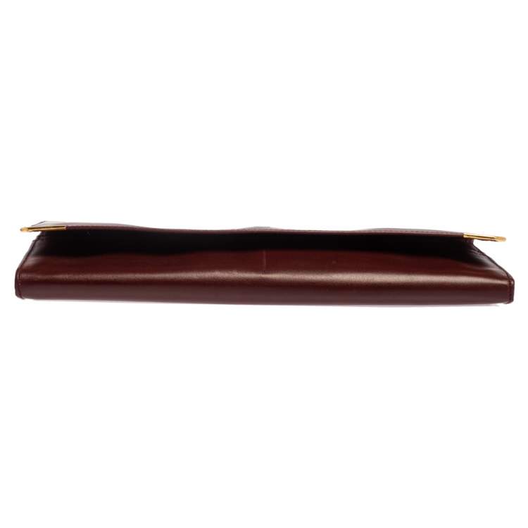 مملوكة مسبقًا Cartier Burgundy Leather Envelope Flap Clutch