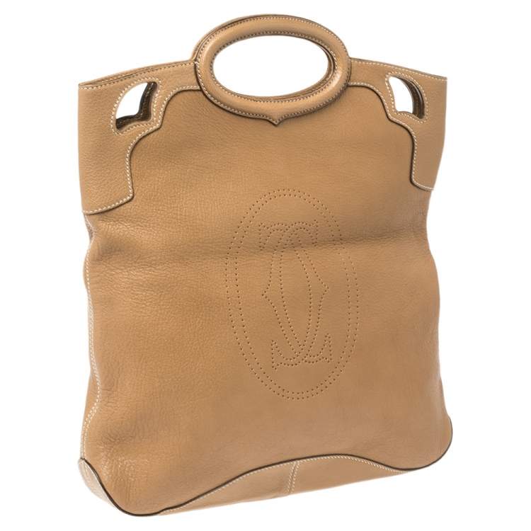 Pre Owned Cartier Beige Leather Marcello de Cartier Foldable Clutch
