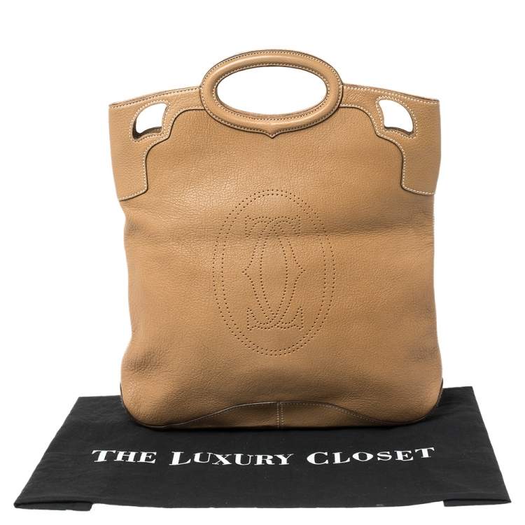 Pre Owned Cartier Beige Leather Marcello de Cartier Foldable Clutch