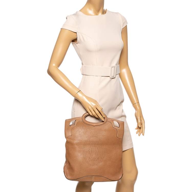 Pre Owned Cartier Beige Leather Marcello de Cartier Foldable Clutch