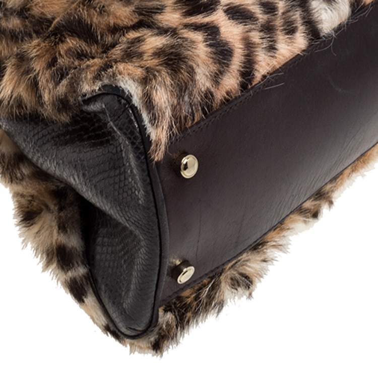 مملوكة مسبقًا Cartier Brown Leopard Print Mink Fur and Leather Medium Marcello de Cartier Bag
