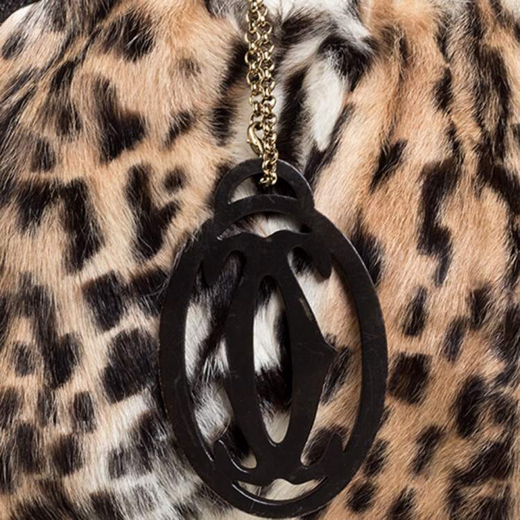 مملوكة مسبقًا Cartier Brown Leopard Print Mink Fur and Leather Medium Marcello de Cartier Bag
