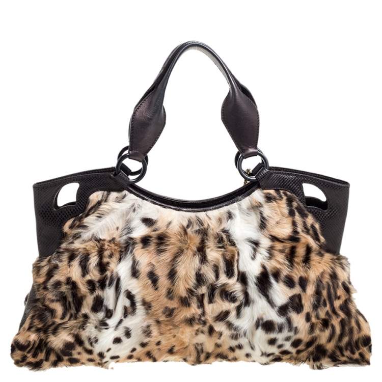 مملوكة مسبقًا Cartier Brown Leopard Print Mink Fur and Leather Medium Marcello de Cartier Bag