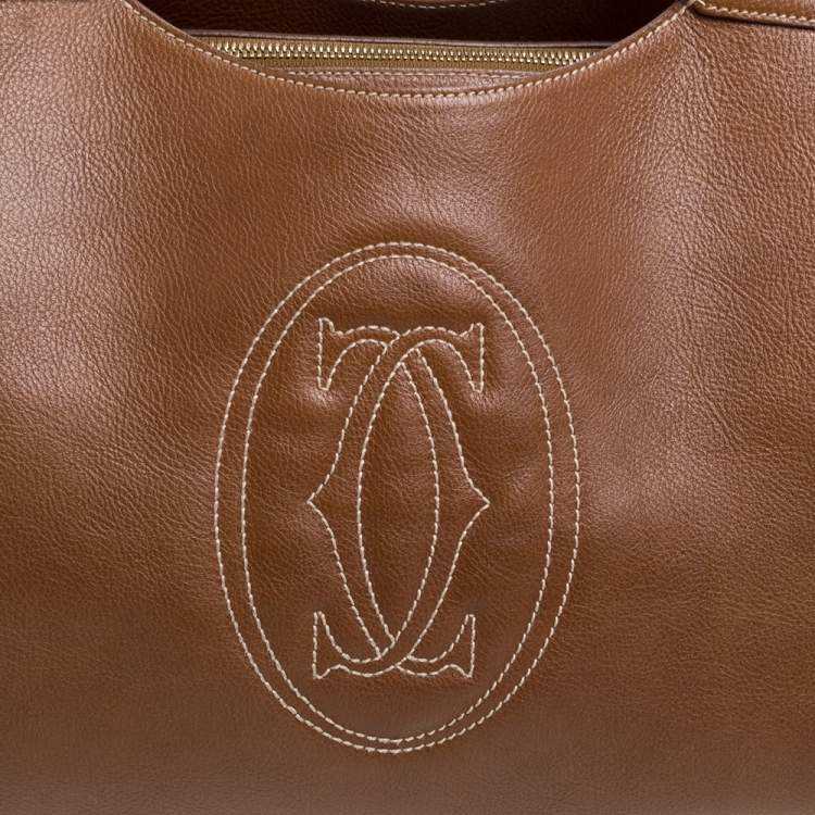 Pre Owned Cartier Brown Leather Large Marcello de Cartier Bag