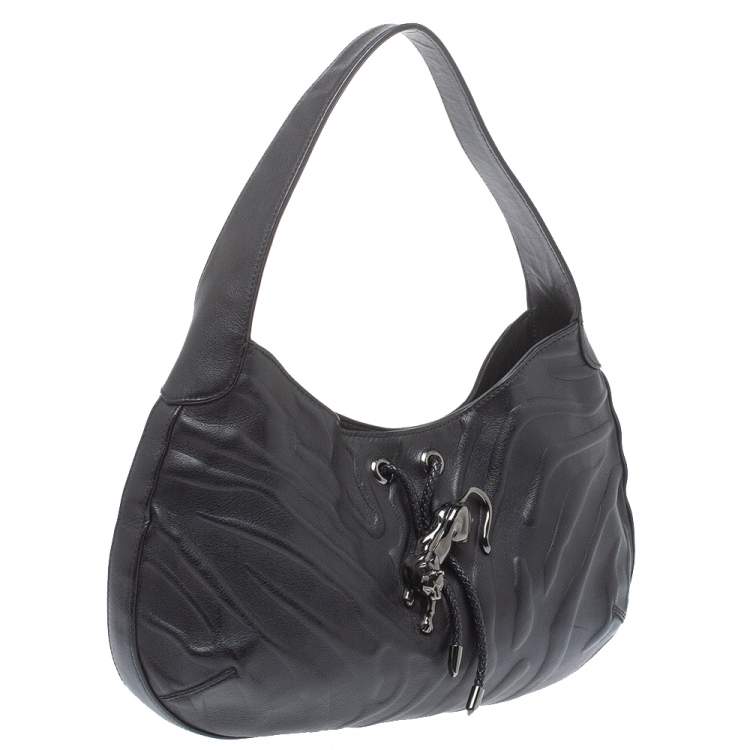 Pre Owned Cartier Black Leather Small Panthere de Cartier Bag