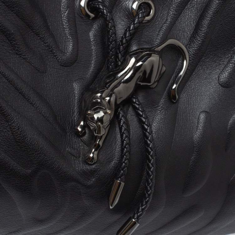 Pre Owned Cartier Black Leather Small Panthere de Cartier Bag
