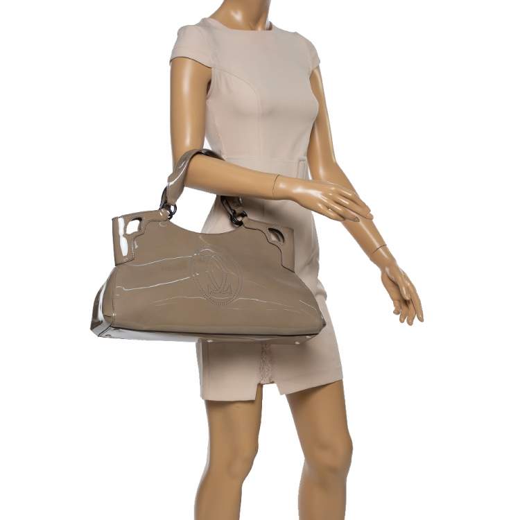 Pre Owned Cartier Beige Patent Leather Large Marcello de Cartier Bag