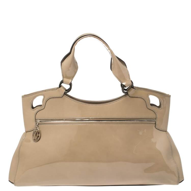 Pre Owned Cartier Beige Patent Leather Large Marcello de Cartier Bag