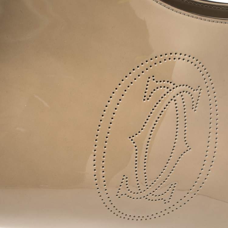 Pre Owned Cartier Beige Patent Leather Large Marcello de Cartier Bag