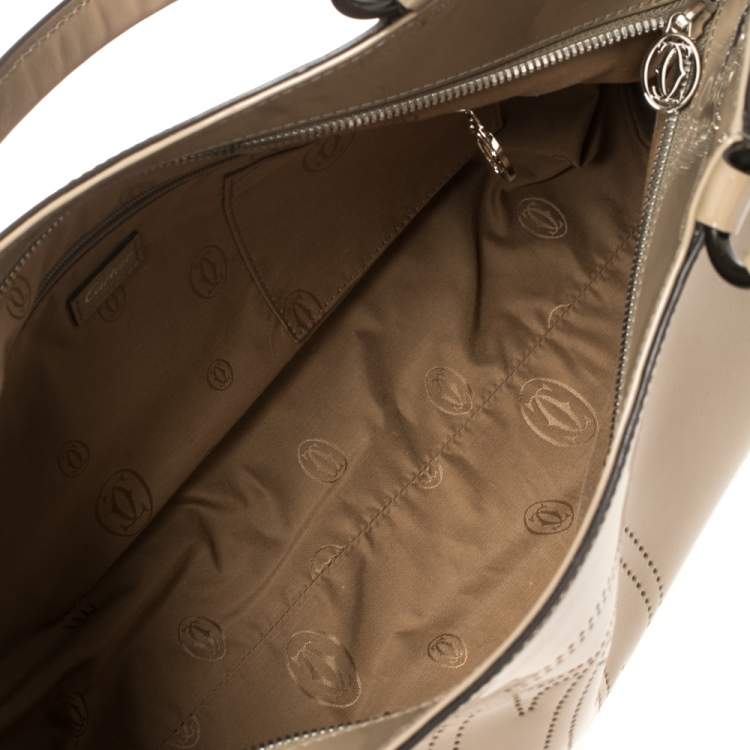 Pre Owned Cartier Beige Patent Leather Large Marcello de Cartier Bag
