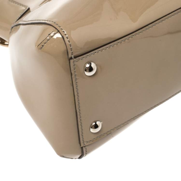 Pre Owned Cartier Beige Patent Leather Large Marcello de Cartier Bag