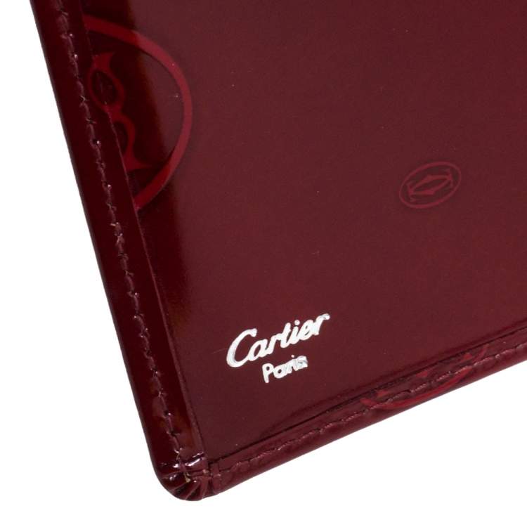 Pre Owned Cartier Red Patent Leather Happy Birthday Bifold Wallet