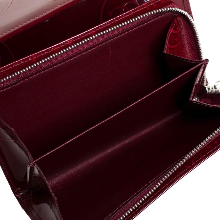 Pre Owned Cartier Red Patent Leather Happy Birthday Bifold Wallet