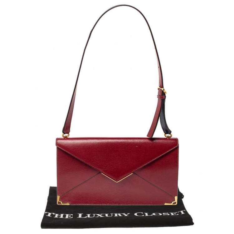 Pre Owned Cartier Red Leather Envelope Shoulder Bag