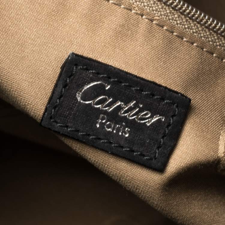 Pre Owned Cartier Black Nubuck Leather and Lizard Embossed Marcello De Cartier Bag