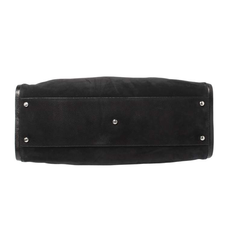 Pre Owned Cartier Black Nubuck Leather and Lizard Embossed Marcello De Cartier Bag