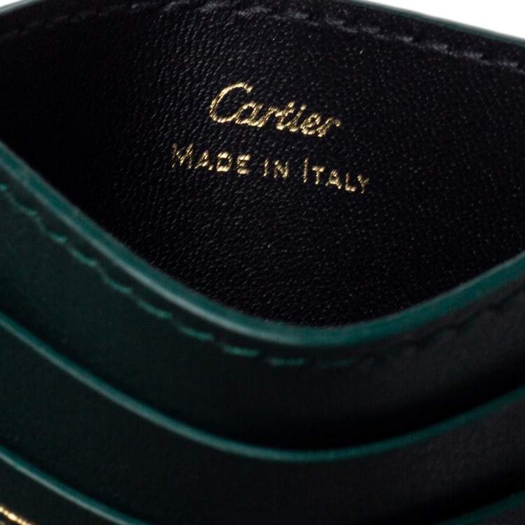 Pre Owned Cartier Green Leather Guirlande De Cartier Simple Card Holder