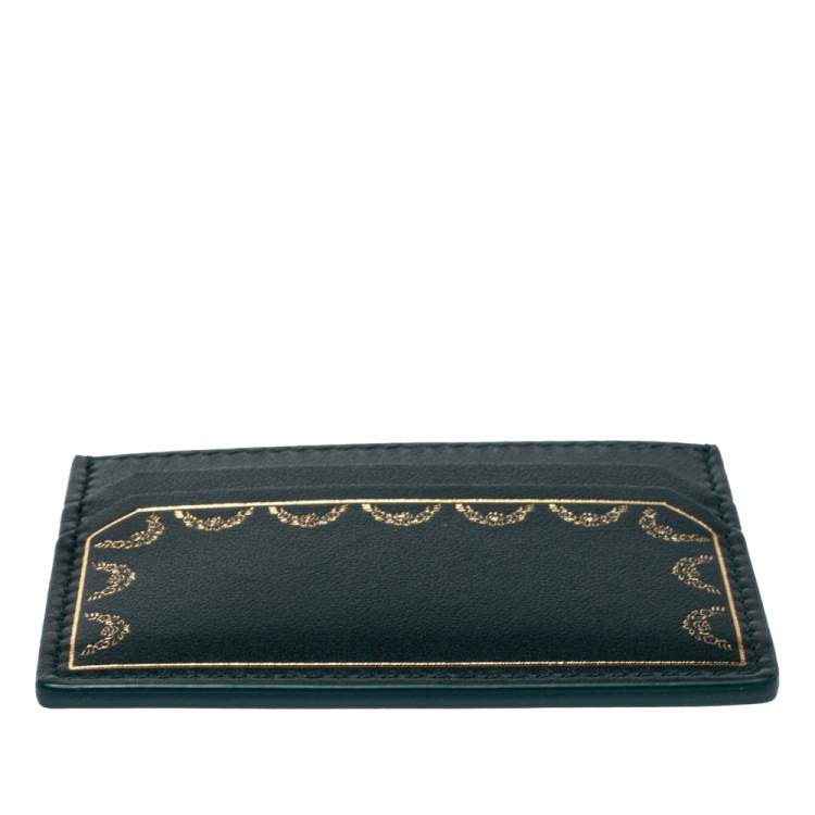 Pre Owned Cartier Green Leather Guirlande De Cartier Simple Card Holder
