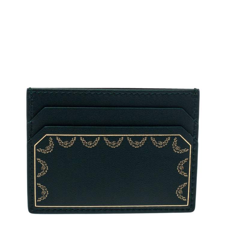 Pre Owned Cartier Green Leather Guirlande De Cartier Simple Card Holder