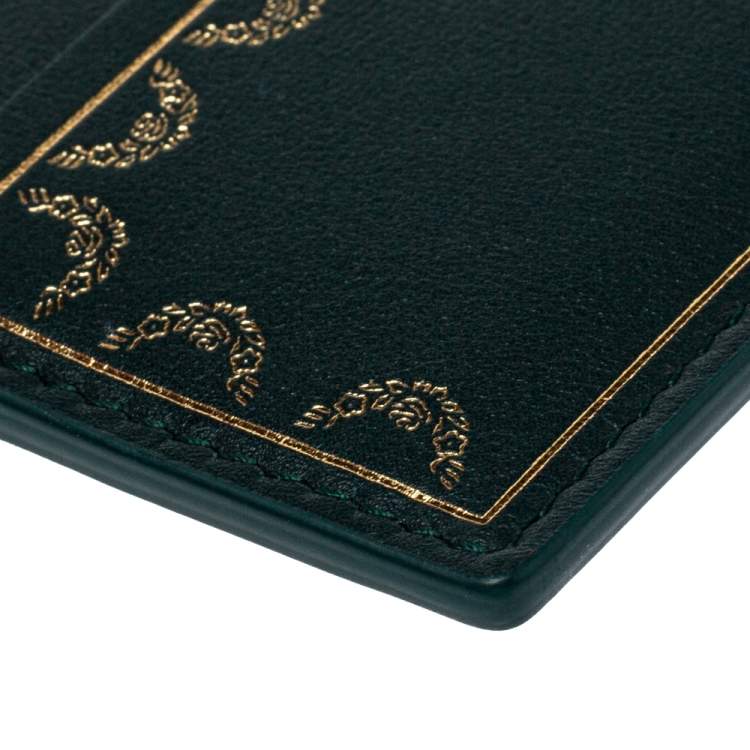 Pre Owned Cartier Green Leather Guirlande De Cartier Simple Card Holder