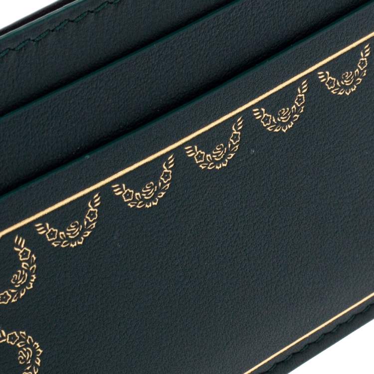 Pre Owned Cartier Green Leather Guirlande De Cartier Simple Card Holder