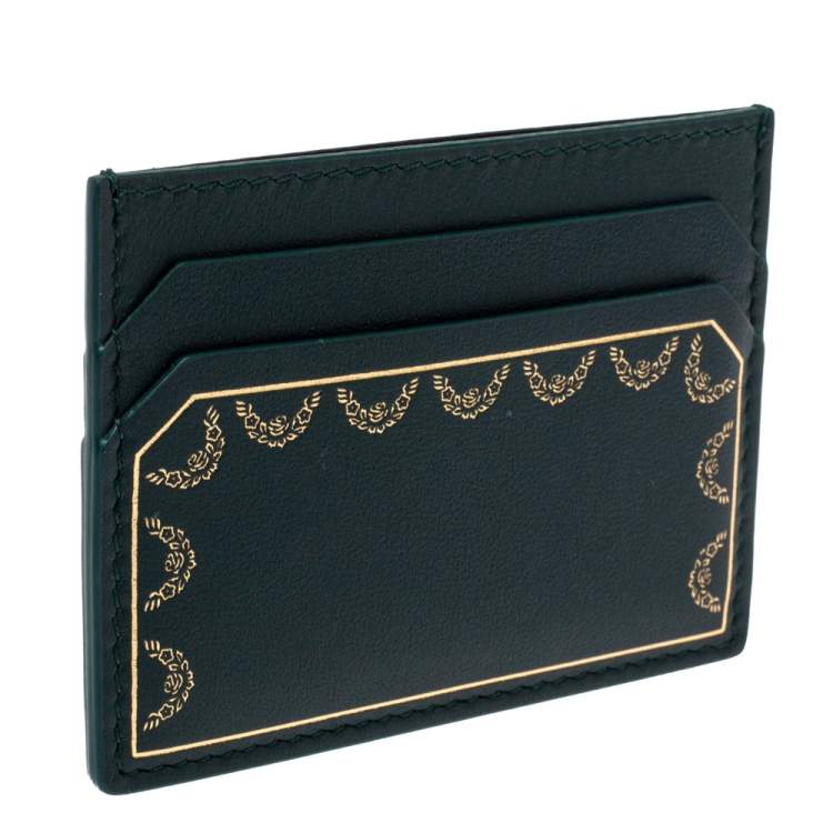 Pre Owned Cartier Green Leather Guirlande De Cartier Simple Card Holder
