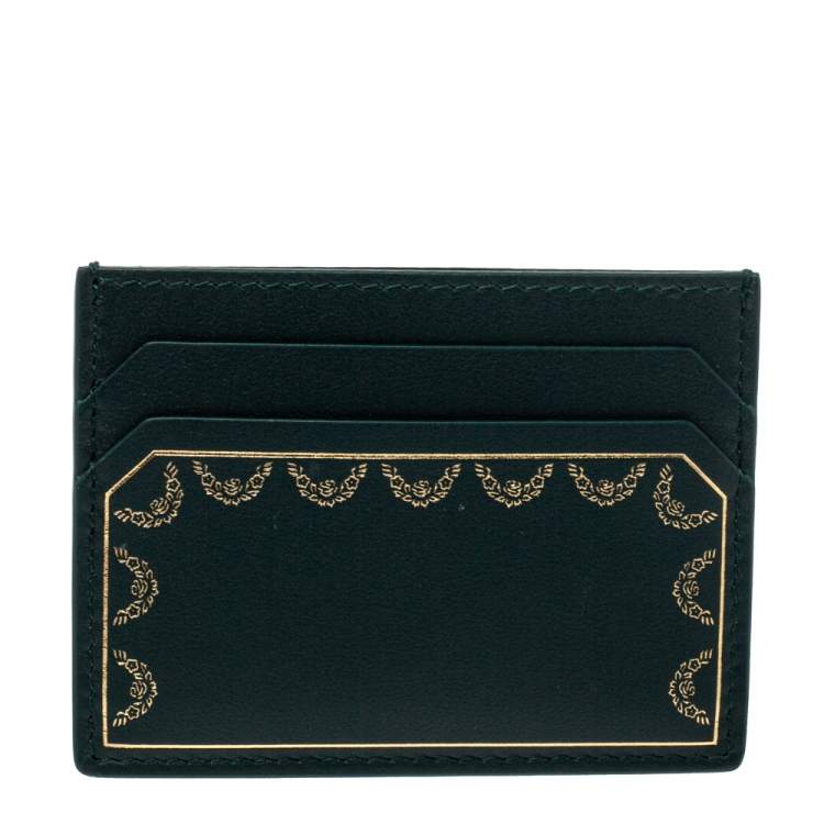 Cartier Green Leather Guirlande De Cartier Simple Card Holder