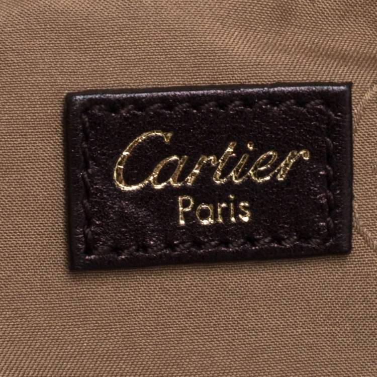 Pre Owned Cartier Beige/Dark Brown Leopard Print Calfhair/Lizard and Leather Marcello De Cartier Bag