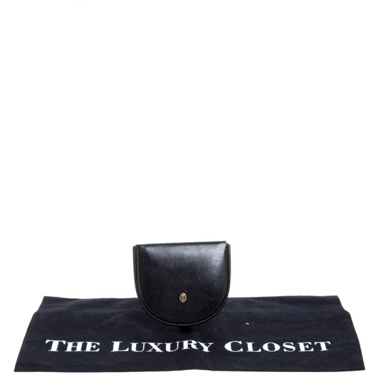 Pre Owned Cartier Black Leather Horseshoe Type Coin Purse 