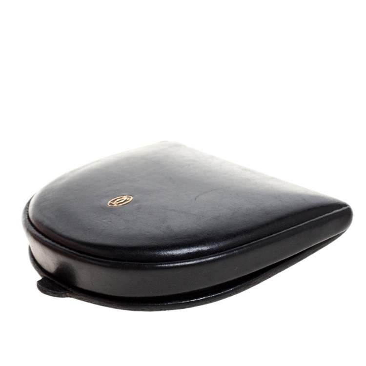 Pre Owned Cartier Black Leather Horseshoe Type Coin Purse 