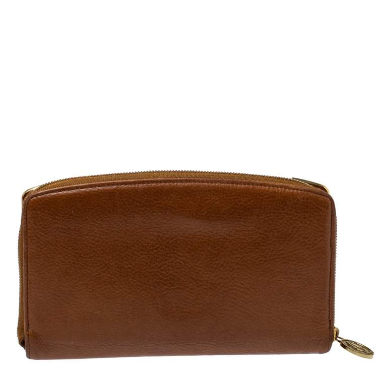 Pre Owned Cartier Brown Leather Marcello Zip Around Wallet