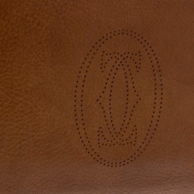 Pre Owned Cartier Brown Leather Marcello Zip Around Wallet