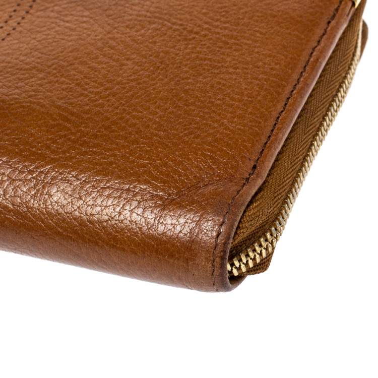 Pre Owned Cartier Brown Leather Marcello Zip Around Wallet