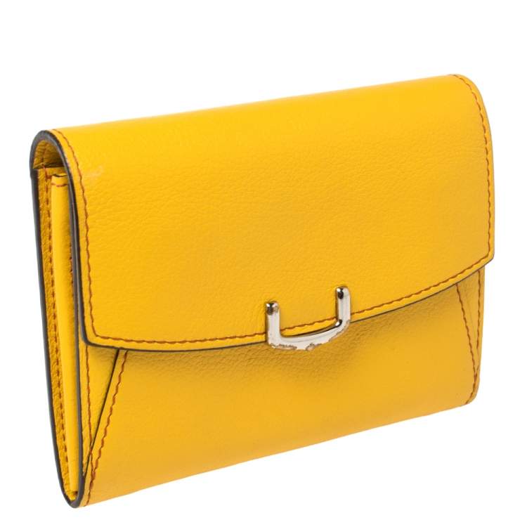 Pre Owned Cartier Yellow Leather Small C de Cartier Compact Wallet 